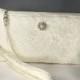 Bridal Ivory Lace & Sequin Wristlet, Purse, Clutch for Bride, Bridesmaid, Evening Formal