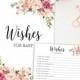 Wishes For Baby - Baby Shower Printable, Wishes For Baby Printable, Wishes For Baby Girl, Wishes For Baby Cards And Sign, Floral Wishes, C1