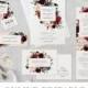 Burgundy Wedding Invitation Template Set, Printable Invites, Instant Download Digital Editable Suite Navy Blush Peony Rose, Brianna Templett