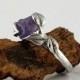 Purple Raw Sapphire Leaf & Twig Engagement Ring, Raw Stone Sapphire Ring Hand Sculpted by Dawn Vertrees Jewelry