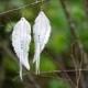 White leather feather earrings, boho wedding earrings decor, angel wings, bird earrings, hand cut feather earrings, long boho earrings