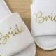 Bridesmaid Slippers Personalised Wedding Slippers Bride slippers , Bridesmaid Gift, Bridal Party , Hen Open Toes Spa Slippers 28 colours