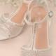 Beautiful Bridal Low Heeled Wedding Sandal with Clear Rhinestones