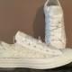 Gorgeous white wedding converse with pearl and swarovksi crystal, all sizes available.