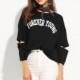 Oversized Vogue Student Style Printed Fall Edgy 9/10 Sleeves Black T-shirt Basics - Bonny YZOZO Boutique Store