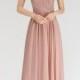 Modern Rosa Long Chiffon Brautjungfernkleider Etuikleid Kleider für Brautjunfern Modellnummer: BM0043