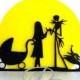 Wedding Cake Topper, Baby Shower Cake Topper -The Nightmare Before Christmas Jack and Sally silhouette with a yellow moon