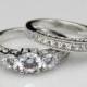 1ct Round Esdomera Moissanite Vintage Filigree 3-stones 14k White Gold Wedding Bridal Set Engagament Ring Band (CFR0226WS-ESMS1CT)