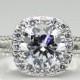 2ct Round Esdomera Moissanite Color F Halo Split Band Style 14k White Gold Wedding Engagament Ring (CFR0077-MS2CT)