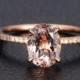 Limited Time Sale 1.25 carat Morganite and Diamond Engagement Ring in 10k Rose Gold Morganite Rings