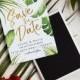 Destination Wedding Save the Date Magnet - Tropical Palm Leaves