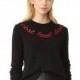 Must-have Vogue Simple Solid Color Embroidery Scoop Neck Alphabet Fall 9/10 Sleeves Sweater - Bonny YZOZO Boutique Store