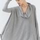 Oversized Vogue Asymmetrical Batwing Sleeves Pile Collar Edgy T-shirt Top - Bonny YZOZO Boutique Store