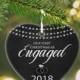 Engagement Christmas Ornament , Our First Christmas Engaged Ornament, Engagement Ring Ornament, Heart Shaped Ornament, Couples gift