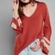 Sexy Split Front Solid Color Flare Sleeves V-neck Split Sweater - Bonny YZOZO Boutique Store