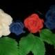 6 Edible patriotic ROSES with LEAVES/ Any color / Gum paste / fondant / Cake decoration /  sugar flower / wedding cake decoration