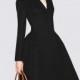 Slimming Curvy A-line V-neck Casual 9/10 Sleeves Black Mini Dress Dress - Bonny YZOZO Boutique Store