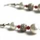 wedding White faux pearls 3mm red crystals sphere crystal seperators earrings dangle drop hook handmade