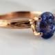 Hand Cut and Polished Montana Sapphire Twig Engagement Ring, 14k Rose Gold by Dawn Vertrees