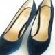 Blue Velvet Pumps- Blue Wedding Shoes- Velvet Bridesmaid Shoes- Christmas Wedding Shoes- Vintage Bride Shoes- Elegant Shoes- Formal Shoes