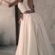 S size/Off-white open back wedding dress with seamless lace bodice