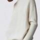 Oversized Vogue High Neck White 9/10 Sleeves Knitted Sweater Sweater Basics - Bonny YZOZO Boutique Store