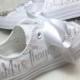 Wedding CONVERSE for the BRIDE Swarovski Personalized Chucks Bling and Bedazzled  with YOUR New Name & Date