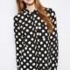 Must-have Vogue Solid Color Chiffon Polka Dot Fall 9/10 Sleeves Blouse - Bonny YZOZO Boutique Store