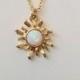 Rose Gold White Opal Sun  Necklace/Opal Necklace