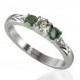 White Gold Engagement Ring White And Green Diamond 3 Stones