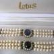 Vintage LOTUS Royale Pearl Set, Lotus Pearls, Pearl Choker And Bracelet, Sapphire Bridal Choker, Vintage Pearls, Mother of the Bride