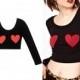 Must-have Vogue Printed Slimming Scoop Neck Heart-shape Summer 9/10 Sleeves Crop Top T-shirt Top - Bonny YZOZO Boutique Store
