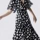 Slimming A-line V-neck Geometry Short Sleeves Mid-length Skirt Dress - Bonny YZOZO Boutique Store