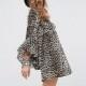 Vogue Sexy Hollow Out Flare Sleeves Leopard Fall Tie Dress - Bonny YZOZO Boutique Store