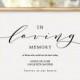 In Loving Memory Printable Sign, Printable In Loving Memory, 8x10" and 5x7" printable wedding sign, "Wedding" Edit in ACROBAT