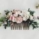 blush and greenery wedding hair piece, blush flower hair clip, blush hair accessories, floral hair vine, bridal headpiece, floral comb, flor