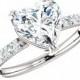 1.80 Carat Heart Harro Moissanite & Diamond Engagement Ring 14k, 18k or Platinum, Heart Shaped Engagement Rings for Women Christmas Gift