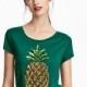 Vogue Scoop Neck Sequined Pineapple Short Sleeves T-shirt Top - Bonny YZOZO Boutique Store