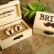 Personalized Cufflinks box Engraved Customized box Dad Grooms Groomsman Gift Set Personalized Rustic Wedding Birthday Gift