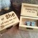 Gender Reveal Wooden Cufflinks Engraved Customized box Baby He or she Personalized Rustic Dad Daddy to be Party Gift Cuff links