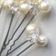 Bridal IVORY Pearl Rhinestone Hair Pins. Elegant Wedding Large Pearl Hair Pins. Swarovski Pearls. Bridal Hair Jewelry. Chic  Prom. Bridal