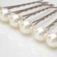 SET of 3 Bridal Ivory Pearl Hair Pins. Bridal Shower GIFT. Bridal Party. You Choose Pearl Color. Bride Maid Jewelry.  Flower Girls. Moms