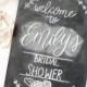 Personalized Bridal Shower Welcomed Framed Hand Lettered Chalkboard
