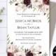 Floral Wedding Invitation Printable Wedding Invitations Printable Invitation Suite Floral Invitation Set Floral Invitation Template