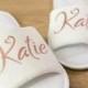 Name Bridesmaid slippers Personalised Wedding  Slippers name  Bride, Bridesmaid Gift, Bridal Party , Hen Open Toes Spa Slippers 28 colour