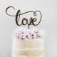 Wedding Cake Topper Love  Personalized Wood Cake Topper  Love Sign Golden Silver  Cake Topper  Wood Wedding Cake Topper