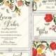 Peony, anemone floral wedding invitation vector template