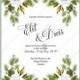 Wedding invitation vector template floral winter wreath of white flowers of anemone fir pine needle peony bridal shower invitation
