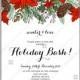 Christmas Invitation template Winter floral background red poinsettia fir pine cone