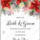 Poinsettia Wedding Invitation winter vector template card floral Christmas Party wreath modern floral design